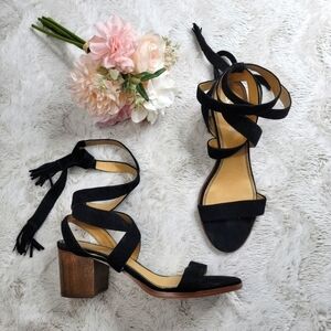 Splendid Women's Janet Black Sandals Strappy Leather Upper Size 10